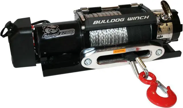 Main image of 12,000 LB Trailer Winch 100 Ft Synthetic Rope Hawse Roller Fairlead Bulldog Winch