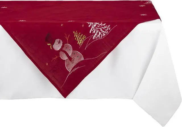 Main image of DII Embroidered Snowman Table Topper 40x40