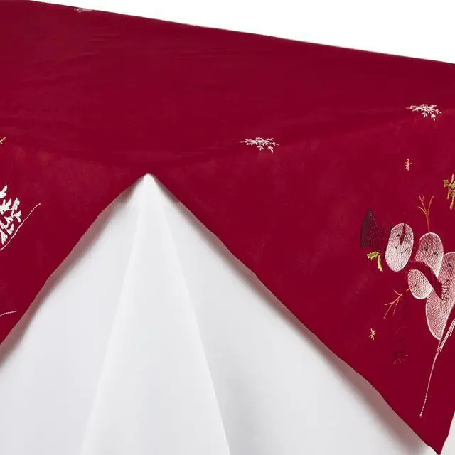 Alt view image 2 of 5 - DII Embroidered Snowman Table Topper 40x40