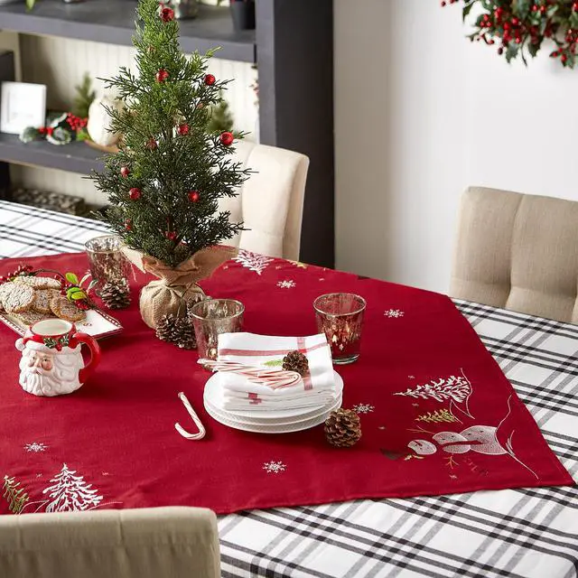 Alt view image 5 of 5 - DII Embroidered Snowman Table Topper 40x40