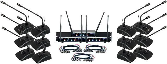 Alt view image 3 of 9 - VocoPro Digital-Conference-12 Twelve Channel UHF Wireless Conference Microphone System