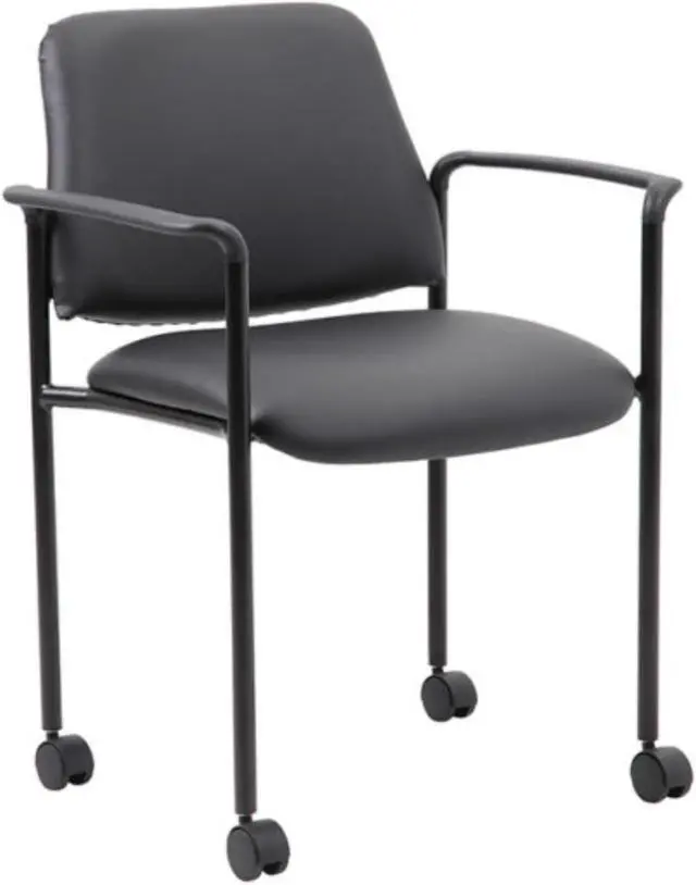 Main image of Boss Square Back  Diamond Stacking Chair W/Arm In Black Caressoft