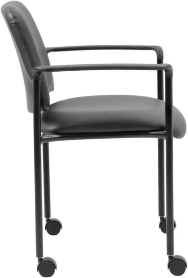 Alt view image 3 of 6 - Boss Square Back  Diamond Stacking Chair W/Arm In Black Caressoft