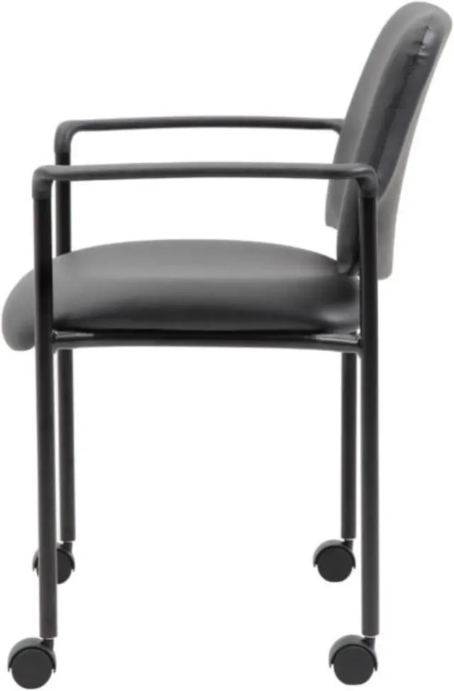 Alt view image 5 of 6 - Boss Square Back  Diamond Stacking Chair W/Arm In Black Caressoft