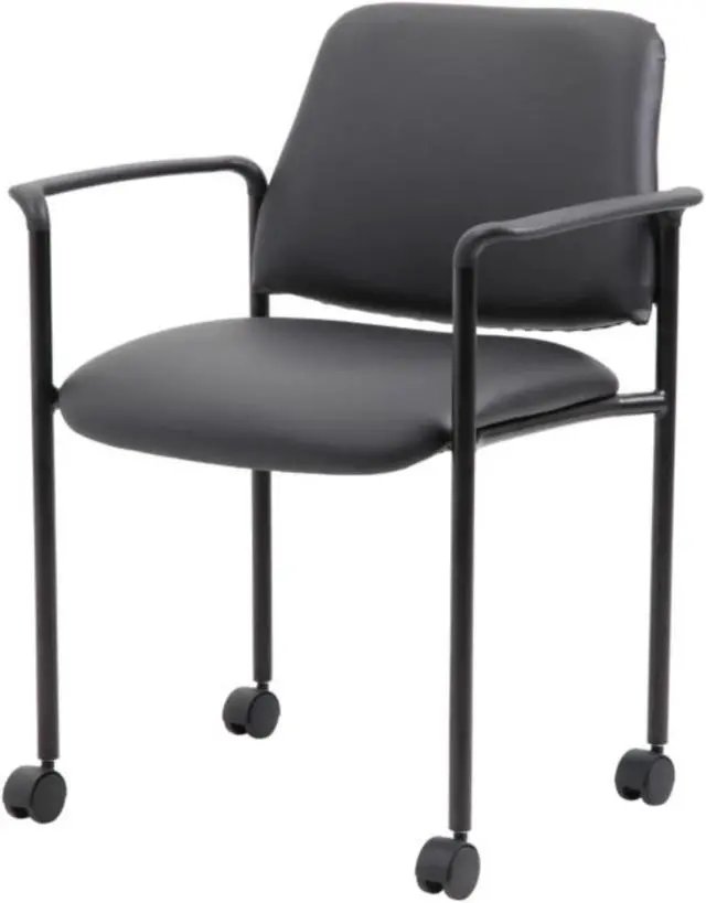 Alt view image 6 of 6 - Boss Square Back  Diamond Stacking Chair W/Arm In Black Caressoft