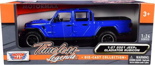 Main image of 2021 Jeep Gladiator Rubicon (Open Top) Pickup Truck Blue 1/24-1/27 Diecast Model Car by Motormax