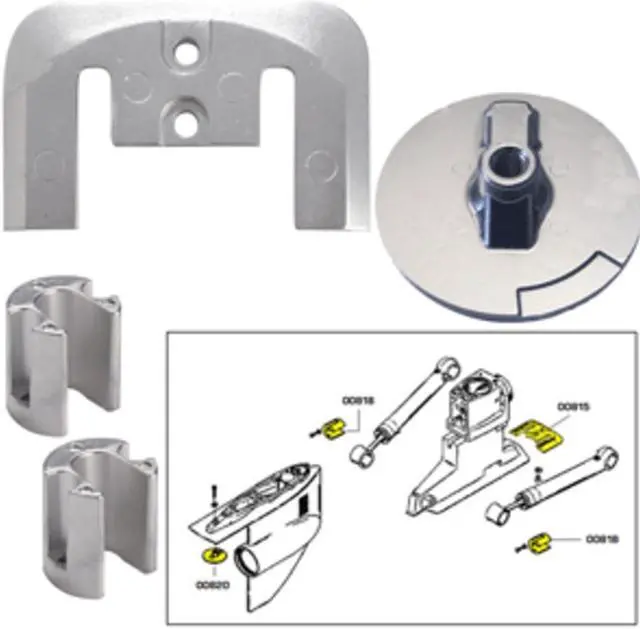Alt view image 3 of 5 - TECNOSEAL ANODE KIT MERC BRAVO 2 3 UP TO 2003 W/ HARDWARE  20804MG