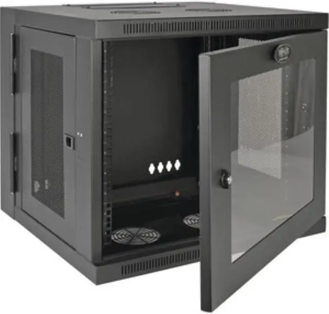 Alt view image 12 of 20 - Tripp Lite 10U Wall-Mount Rack Enclosure Server Cabinet, Hinged Back, Clear Acrylic Window (SRW10USG)