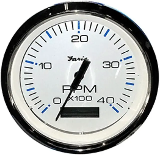 Alt view image 5 of 7 - Faria 4" Tachometer w/Hourmeter (4000 RPM) (Diesel) Mech. Takeoff & Var. Ratio Alt