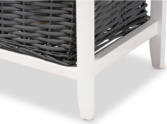 Alt view image 6 of 20 - Baxton Studio Shadell Modern Transitional Two-Tone Dark Grey and White Finished Wood 1-Drawer Storage Unit with Basket