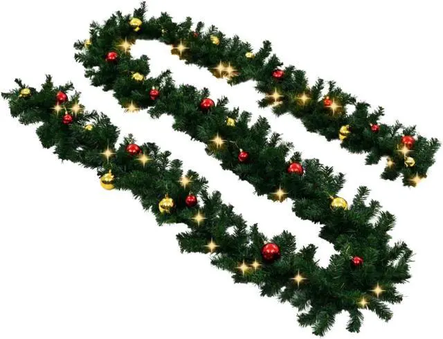 Alt view image 11 of 12 - vidaXL Christmas Garland Artificial Xmas Garland with Baubles and LED Lights