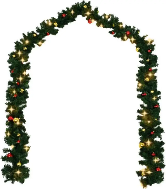 Alt view image 9 of 12 - vidaXL Christmas Garland Artificial Xmas Garland with Baubles and LED Lights