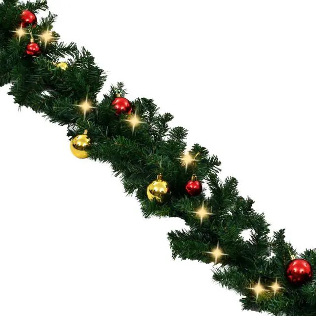 Alt view image 12 of 12 - vidaXL Christmas Garland Artificial Xmas Garland with Baubles and LED Lights