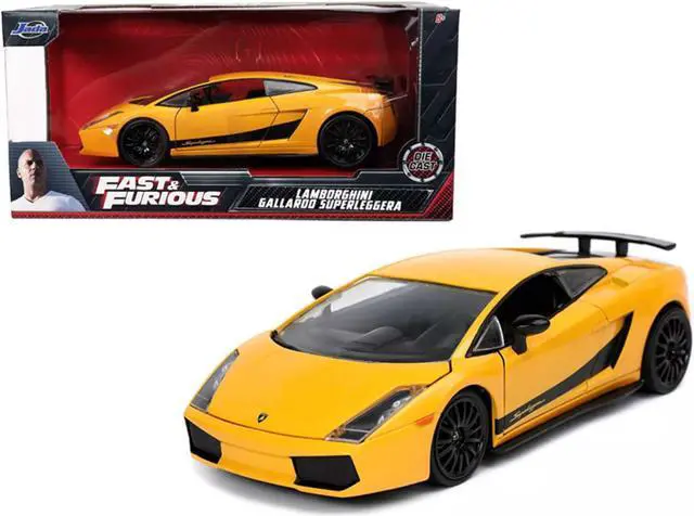 Alt view image 2 of 6 - Lamborghini Gallardo Superleggera Yellow with Black Stripes "Fast & Furious" Movie 1/24 Diecast Model Car by Jada