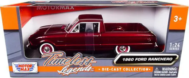 Main image of 1960 Ford Ranchero Pickup Burgundy Metallic 1/24 Diecast Model Car by Motormax