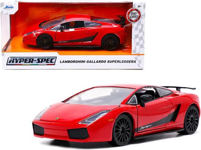 Alt view image 2 of 7 - Lamborghini Gallardo Superleggera Red with Black Stripes "Hyper-Spec" Series 1/24 Diecast Model Car by Jada