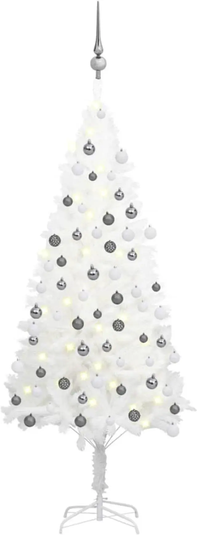 Main image of vidaXL Artificial Christmas Tree with LEDs&Ball Set White 47.2"