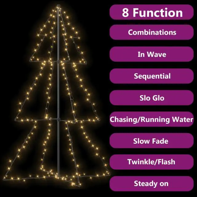 Alt view image 13 of 13 - vidaXL Christmas Cone Tree Artificial Xmas Tree with LEDs Christmas Lighting
