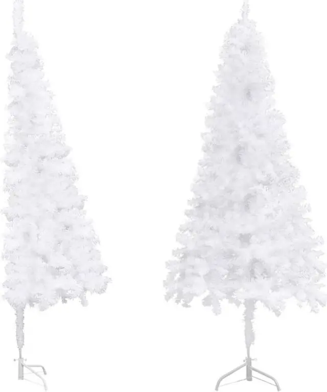 Alt view image 8 of 12 - vidaXL Christmas Tree Decoration Corner Artificial Tree with Stand White PVC