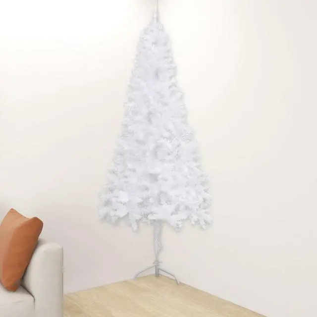 Alt view image 7 of 12 - vidaXL Christmas Tree Decoration Corner Artificial Tree with Stand White PVC
