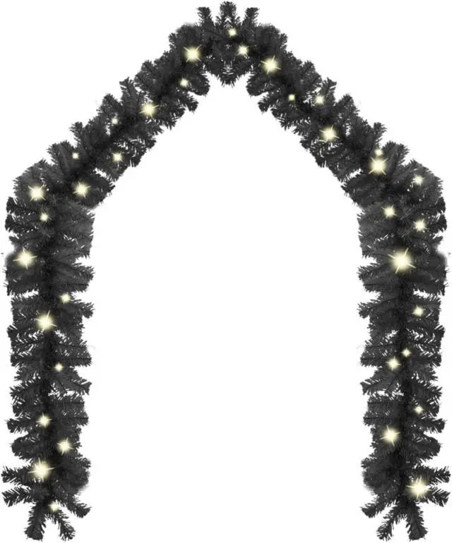 Alt view image 9 of 13 - vidaXL Christmas Garland Decoration Artificial Garland with LED Lights Black