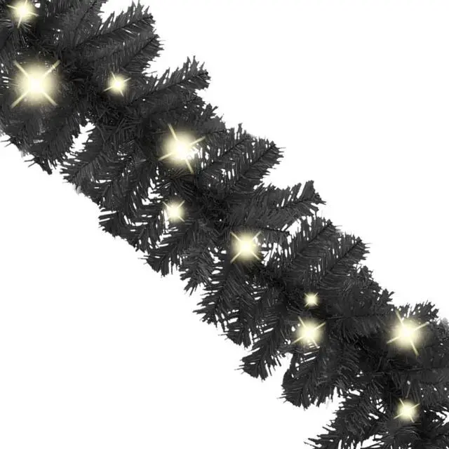 Alt view image 10 of 13 - vidaXL Christmas Garland Decoration Artificial Garland with LED Lights Black