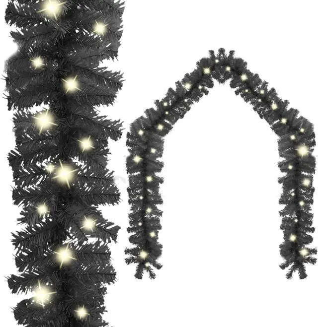 Alt view image 8 of 13 - vidaXL Christmas Garland Decoration Artificial Garland with LED Lights Black