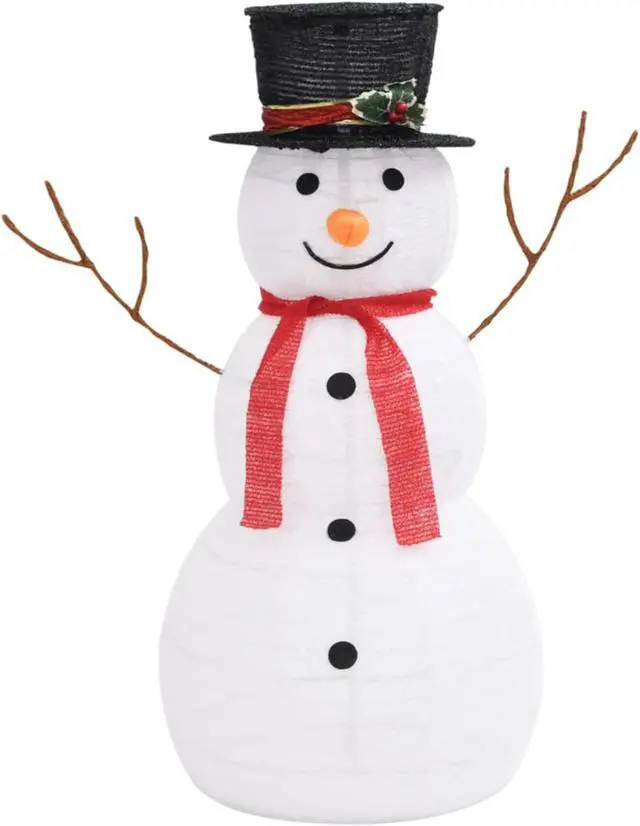 Alt view image 2 of 16 - vidaXL Decorative Christmas Snowman Figure with LED Luxury Fabric 35.4"