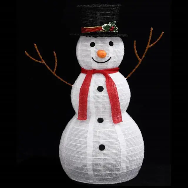 Alt view image 5 of 16 - vidaXL Decorative Christmas Snowman Figure with LED Luxury Fabric 35.4"