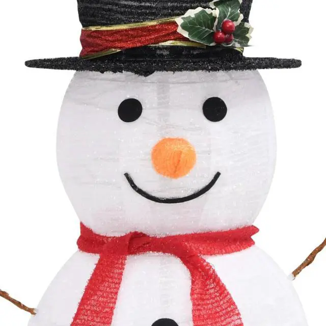Alt view image 6 of 16 - vidaXL Decorative Christmas Snowman Figure with LED Luxury Fabric 35.4"