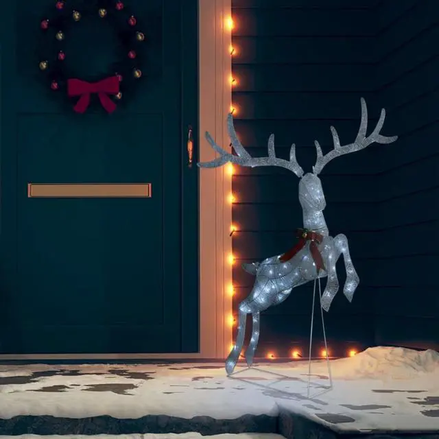 Alt view image 6 of 17 - vidaXL Christmas Flying Reindeer Pre-Lit Christmas Lighting White Cold White