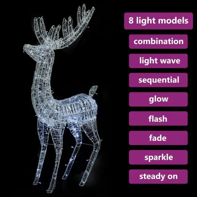 Alt view image 10 of 18 - vidaXL Reindeer Christmas Decoration LEDs Pre-Lit Christmas Lighting Cold White
