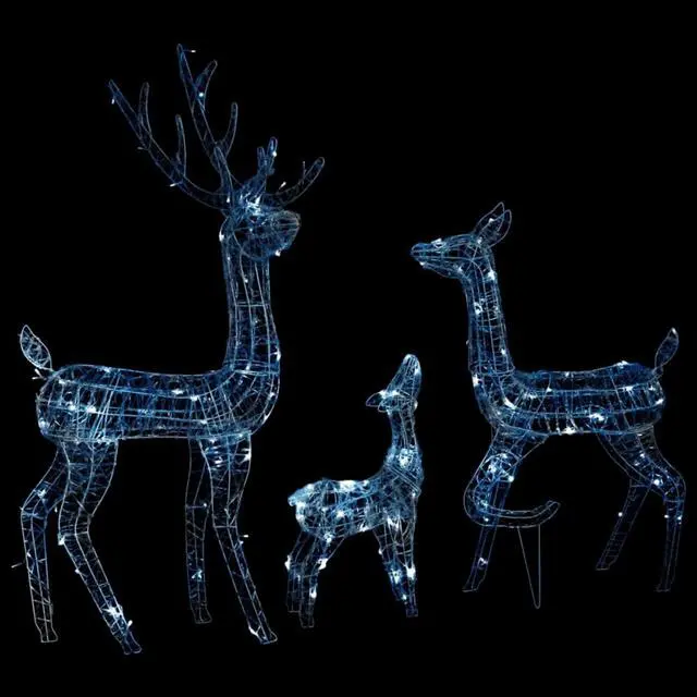 Alt view image 2 of 17 - vidaXL Acrylic Reindeer Family Christmas Decoration 300 LED Cold White