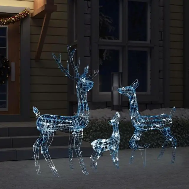 Alt view image 3 of 17 - vidaXL Acrylic Reindeer Family Christmas Decoration 300 LED Cold White