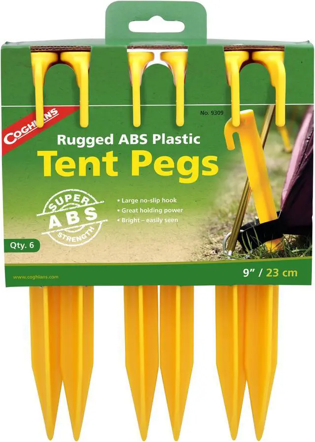 Alt view image 7 of 8 - Coghlan's Rugged ABS Plastic 9" Tent Pegs (6 Pack), Survival Camping Stakes