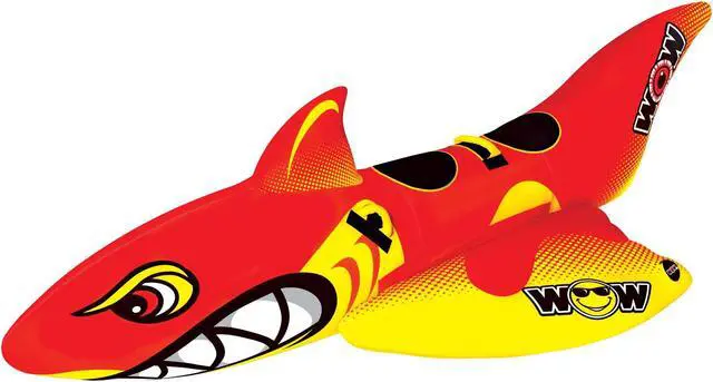Alt view image 4 of 9 - WOW Watersports Inflatable Big Shark 2 Person Towable Boating Tube w/ Handles