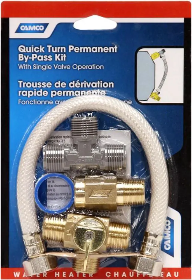Alt view image 14 of 16 - CAMCO 35983 Quick Turn Permanent Waterheater Bypass Kit