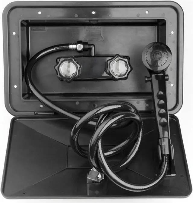 Alt view image 3 of 3 - Dura Faucet DF-SA170-BK RV Weatherproof Exterior Shower Box Kit - Lock and Key (Black)