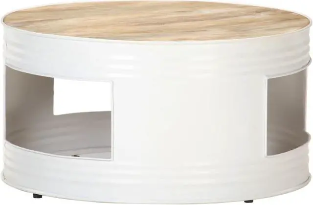 Main image of vidaXL Coffee Table White 26.8"x26.8"x14.2" Solid Mango Wood