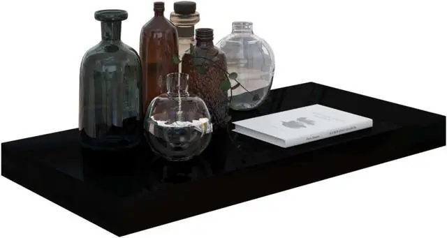 Alt view image 2 of 15 - vidaXL Floating Wall Shelf High Gloss Black 19.7"x9.1"x1.5" MDF