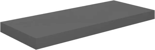 Alt view image 4 of 11 - vidaXL Floating Wall Shelves 2 pcs High Gloss Gray 23.6"x9.3"x1.5" MDF