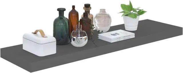 Alt view image 2 of 10 - vidaXL Floating Wall Shelves 4 pcs High Gloss Gray 35.4"x9.3"x1.5" MDF