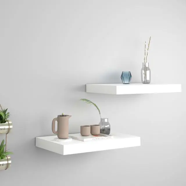 Main image of vidaXL Floating Wall Shelves 2 pcs White 15.7"x9.1"x1.5" MDF
