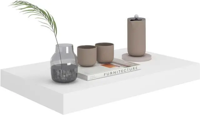 Alt view image 3 of 12 - vidaXL Floating Wall Shelves 2 pcs White 15.7"x9.1"x1.5" MDF