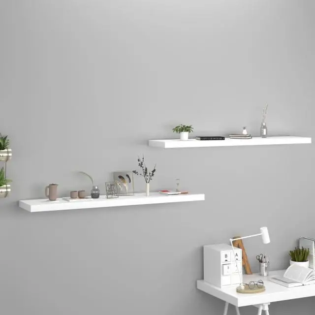 Main image of vidaXL Floating Wall Shelves 2 pcs White 47.2"x9.3"x1.5" MDF