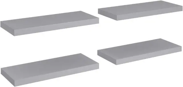 Alt view image 2 of 12 - vidaXL Floating Wall Shelves 4 pcs Gray 23.6"x9.3"x1.5" MDF