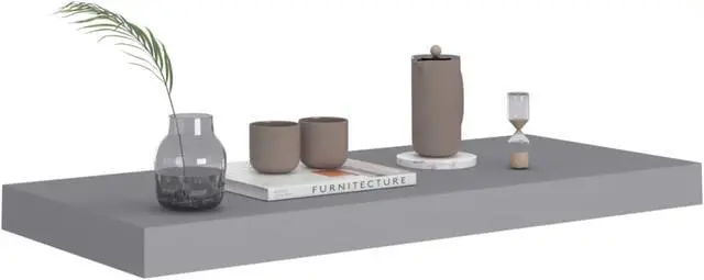 Alt view image 3 of 12 - vidaXL Floating Wall Shelves 4 pcs Gray 23.6"x9.3"x1.5" MDF