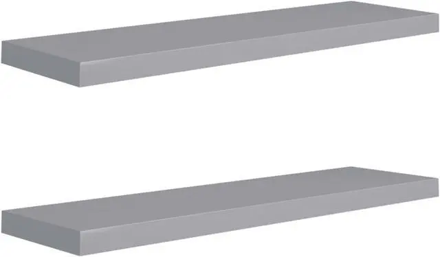 Main image of vidaXL Floating Wall Shelves 2 pcs Gray 35.4"x9.3"x1.5" MDF
