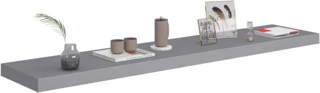 Alt view image 2 of 11 - vidaXL Floating Wall Shelf Gray 47.2"x9.3"x1.5" MDF