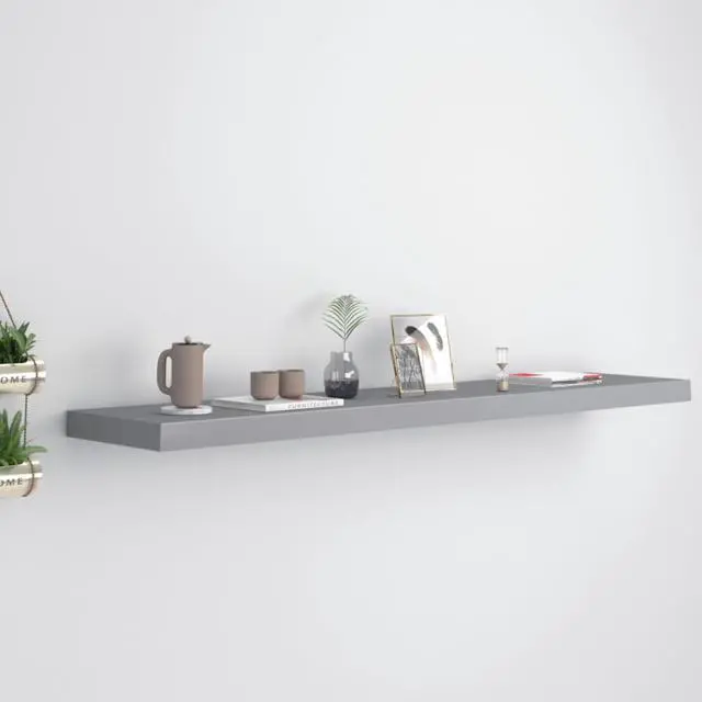 Main image of vidaXL Floating Wall Shelf Gray 47.2"x9.3"x1.5" MDF